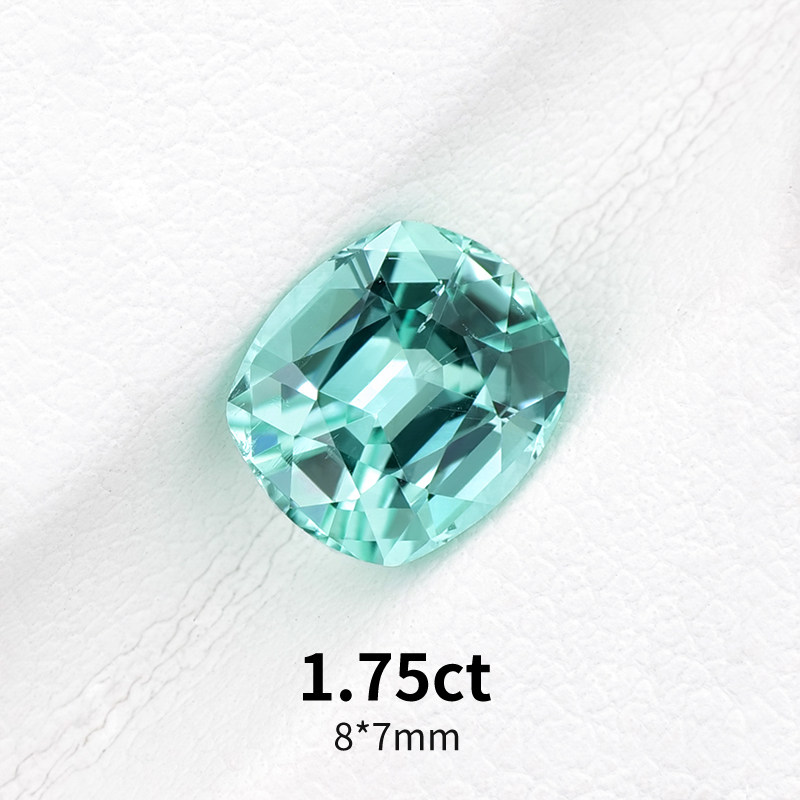 1.75ct天然蓝绿碧玺精切阿富汗薄荷绿碧玺Tiffany蓝裸石枕形彩宝