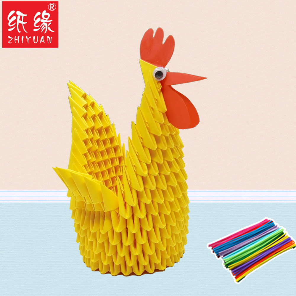 纸缘手工三角插鸡12生肖鸡创意学生折纸三角半成品材料包卡通鸡