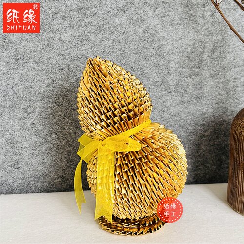 纸缘三角插金葫芦折纸手工diy材料包工艺品吉祥物摆件福禄寿寓意