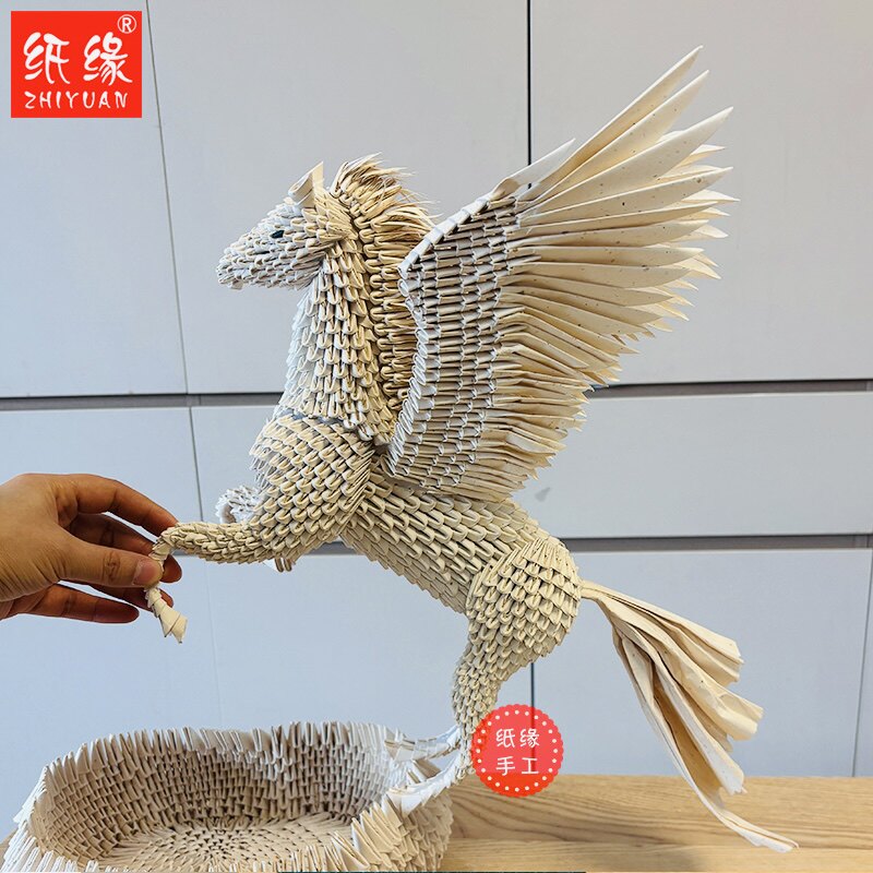 纸缘手工三角插新年礼物飞马材料包三角插折纸成品制作马马年创意