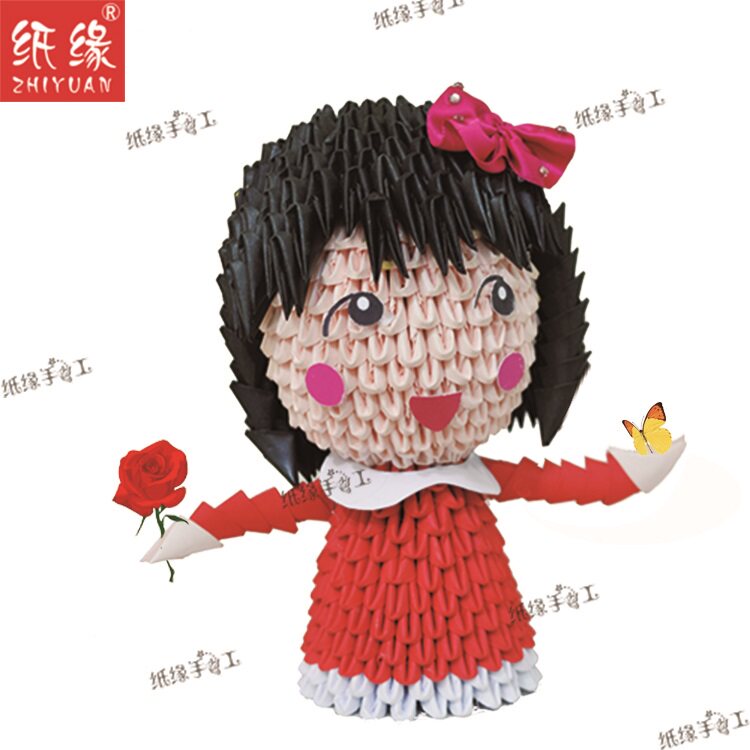 纸缘手工原创樱桃三角插小丸子折纸作品学生手工帽子套装材料包