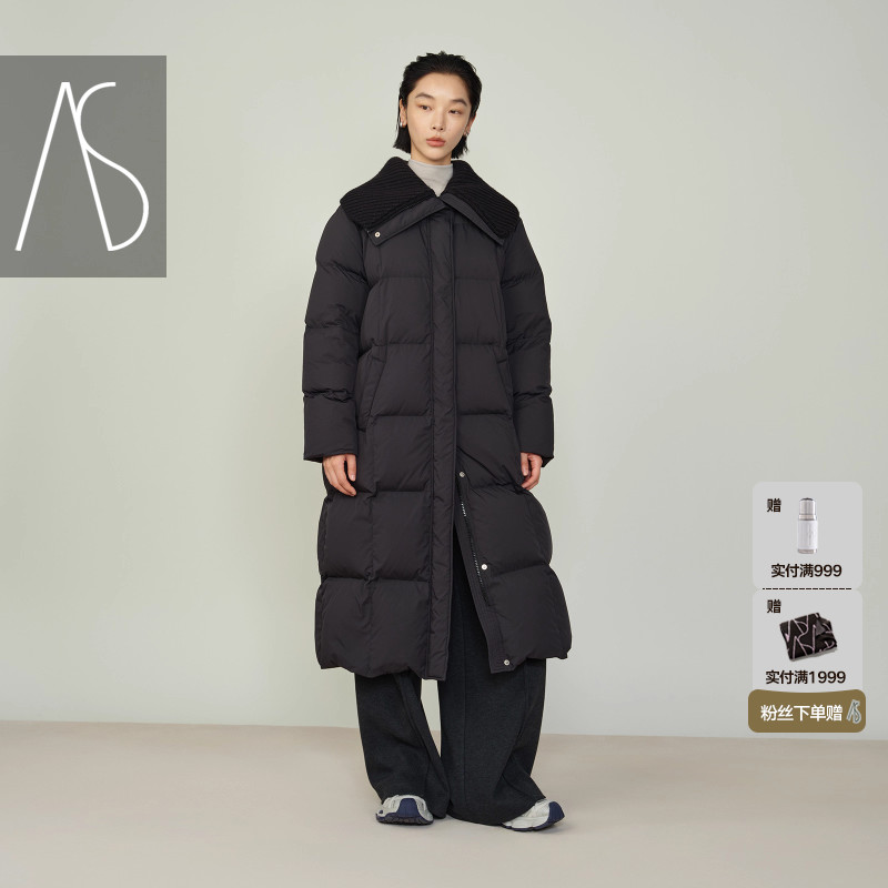 AS保暖长款百搭显瘦绒羽绒服外套