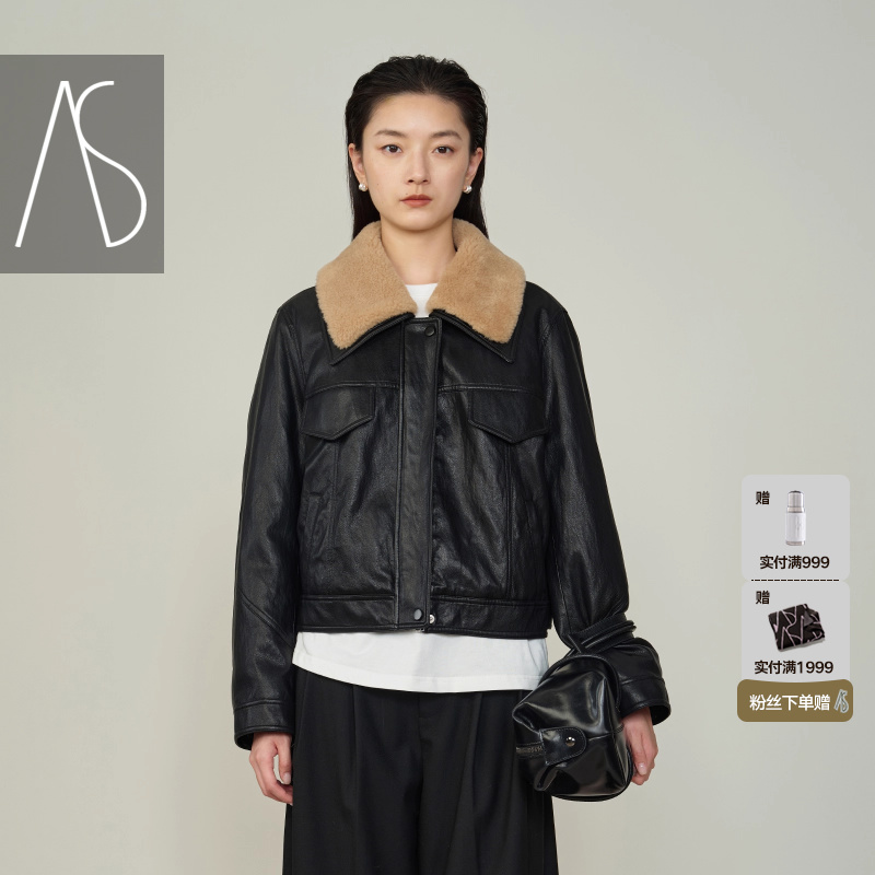 AS羊羔毛领羽绒服女25冬季新款