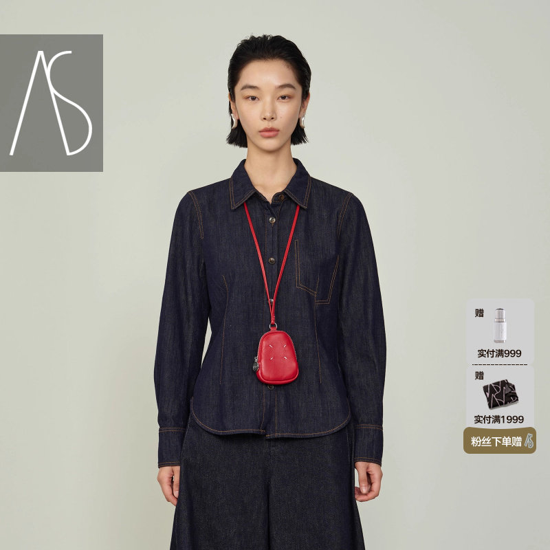 AS牛仔衬衫女25冬季新款微收腰
