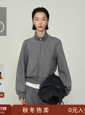 AS短外套女25冬季新款截短立领拉链式卫衣防风休闲百搭通勤上衣