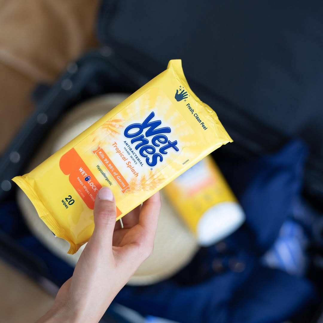 美国Wet Ones消毒杀菌 便携式湿纸巾 99.9％细菌 热带水果味
