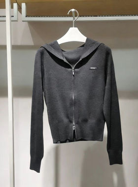 伊家商场同款2026春季新款女连帽灰色内搭通勤针织衫1H2230352