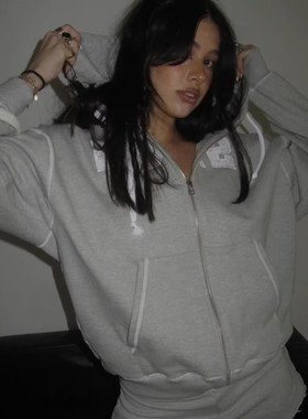 brandy baby运动外套女卫衣春秋拉链连帽oversize开衫套装上衣潮