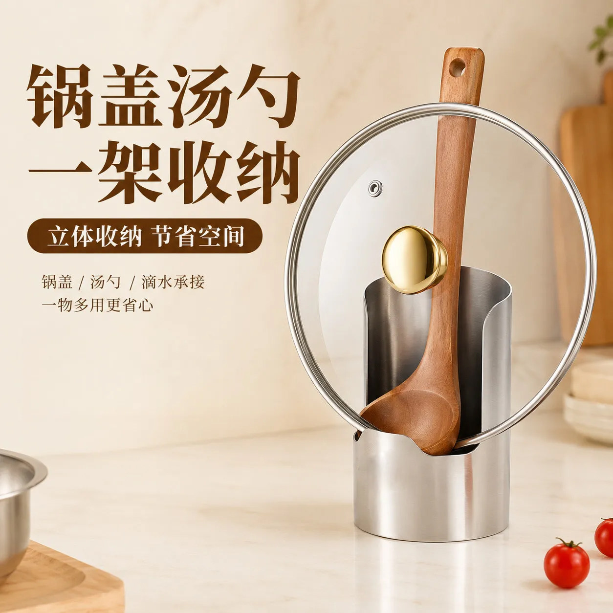 不锈钢锅盖架加厚汤勺锅铲架收纳