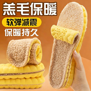 羊羔绒保暖鞋垫男女吸汗防臭加绒加厚防寒毛绒软底舒适羊毛棉冬季