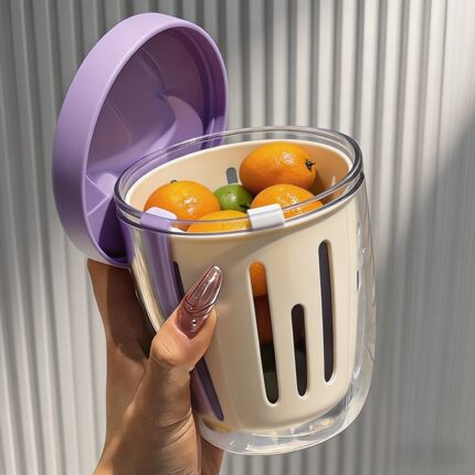 高颜值可沥水果杯便携式沙拉杯食品级自带叉子外出外带野餐盒密封