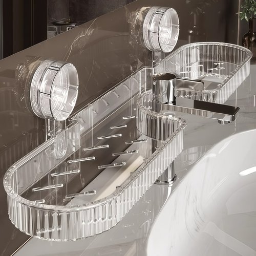 吸盘水龙头置物架卫生间浴室置物架免打孔沥水壁挂式收纳架可拆卸