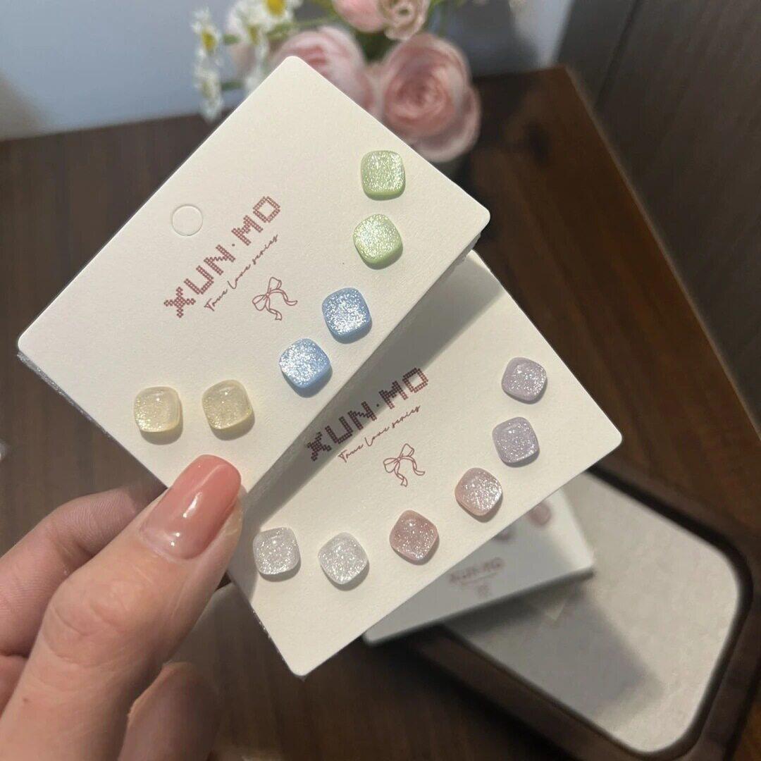炫彩星空小方糖耳钉多巴胺甜耳饰