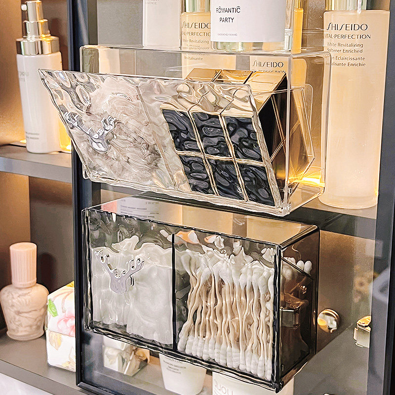 卫生间镜柜收纳盒化妆棉卸妆棉签盒壁挂浴室洗脸巾头绳口红盒防,收纳整理,桌面收纳盒,淘宝优惠券,粉丝福利购,淘宝优惠卷