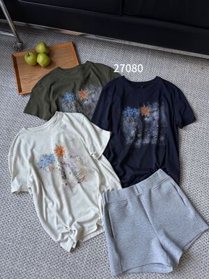 ONE27080短袖T恤女2026夏款韩版宽松显瘦圆领百搭钉珠洋气上衣潮