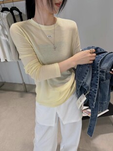 W.T正品 T恤女潮Wat 韩国2026春夏jas气质温柔天圆领简约休闲打底衫