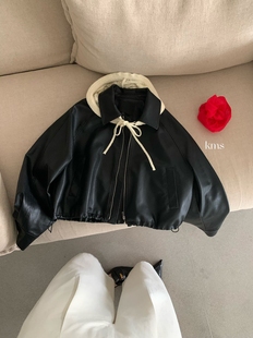 新百搭高级感机车夹克服上衣女 卡蔓kms30066PU皮衣外套女2026春季