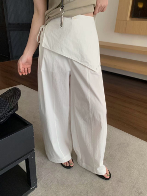 CHILLING24正品42BK132可拆卸不规则屁帘阔腿裤女高腰显瘦薄长裤