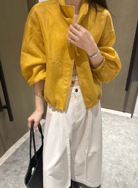 ZW8668春夏立领极简口袋长袖薄款麻料休闲外套上衣防晒衣休闲