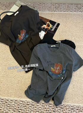 Wat5217夏季新款2026韩系字母印花显瘦宽松圆领百搭短袖T恤女WT