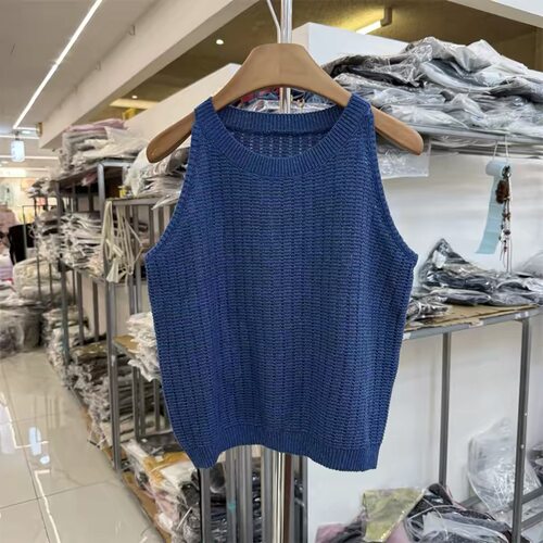 68267正品2026夏季新品圆领短款宽松显瘦隐私针织衫无袖背心女潮