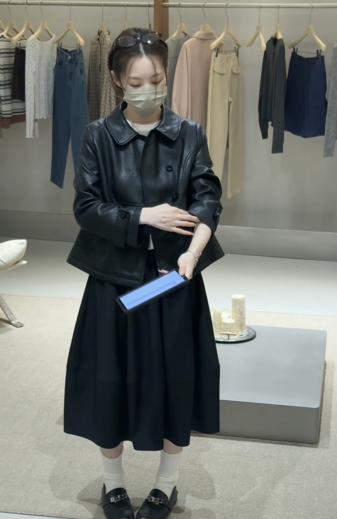 oker章壳儿正品韩版皮衣外套短款小个子黑色娃娃领26秋新款A1084