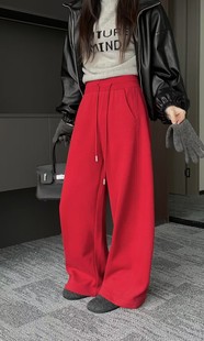 休闲阔腿卫裤 高腰宽松时尚 子 女2025冬新款 ZW左维8601加绒加厚卫裤