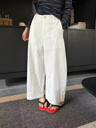 chilling24高腰白色直筒裤女九分休闲裤2026夏新款速干奶奶裤K123