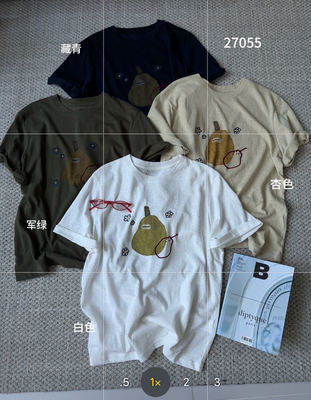 ONE27005卡通印花短袖T恤女宽松圆领正肩设计感小众上衣夏季新款