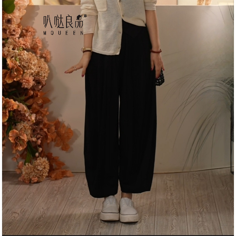 X【叭哒不惑】安心 时尚松紧腰休闲裤女气质百搭显瘦阔腿裤子