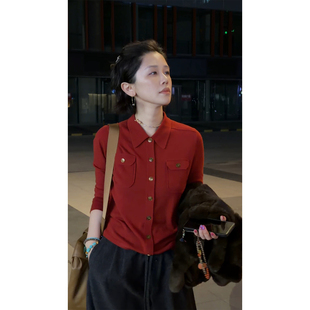 Y【叭哒不惑】酷girl 羊绒复古简约时尚百搭翻领气质针织开衫