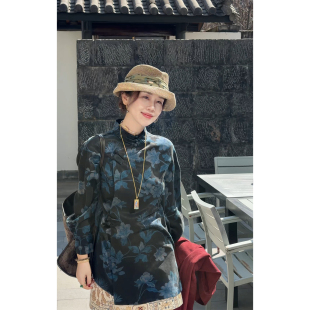 衬衫 香云纱桑蚕丝花萝手工盘扣中式 芳华 女气质百搭 叭哒不惑