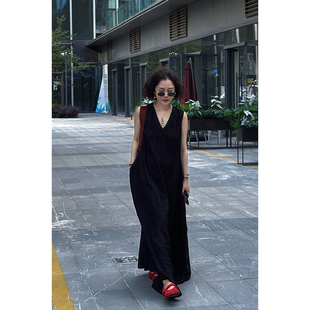 X【叭哒不惑】罗马假日 时尚气质无袖长裙女春夏百搭显瘦连衣裙