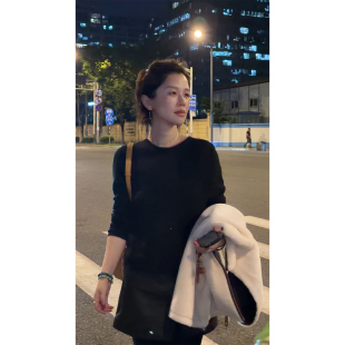 Y【叭哒不惑】隐星 山羊绒简约时尚百搭细闪圆领长袖宽松针织衫