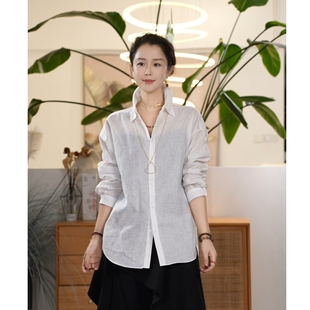 X【叭哒不惑】亚麻百搭衬衣外套宽松休闲款纯色经典防晒