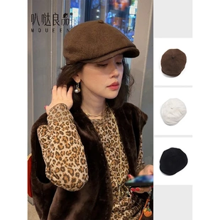 X【叭哒不惑】绵羊毛复古报童帽女时尚百搭八角帽画家帽