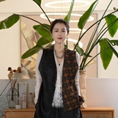 桑蚕丝香云纱马甲不对称外套古典上衣时尚 叭哒不惑