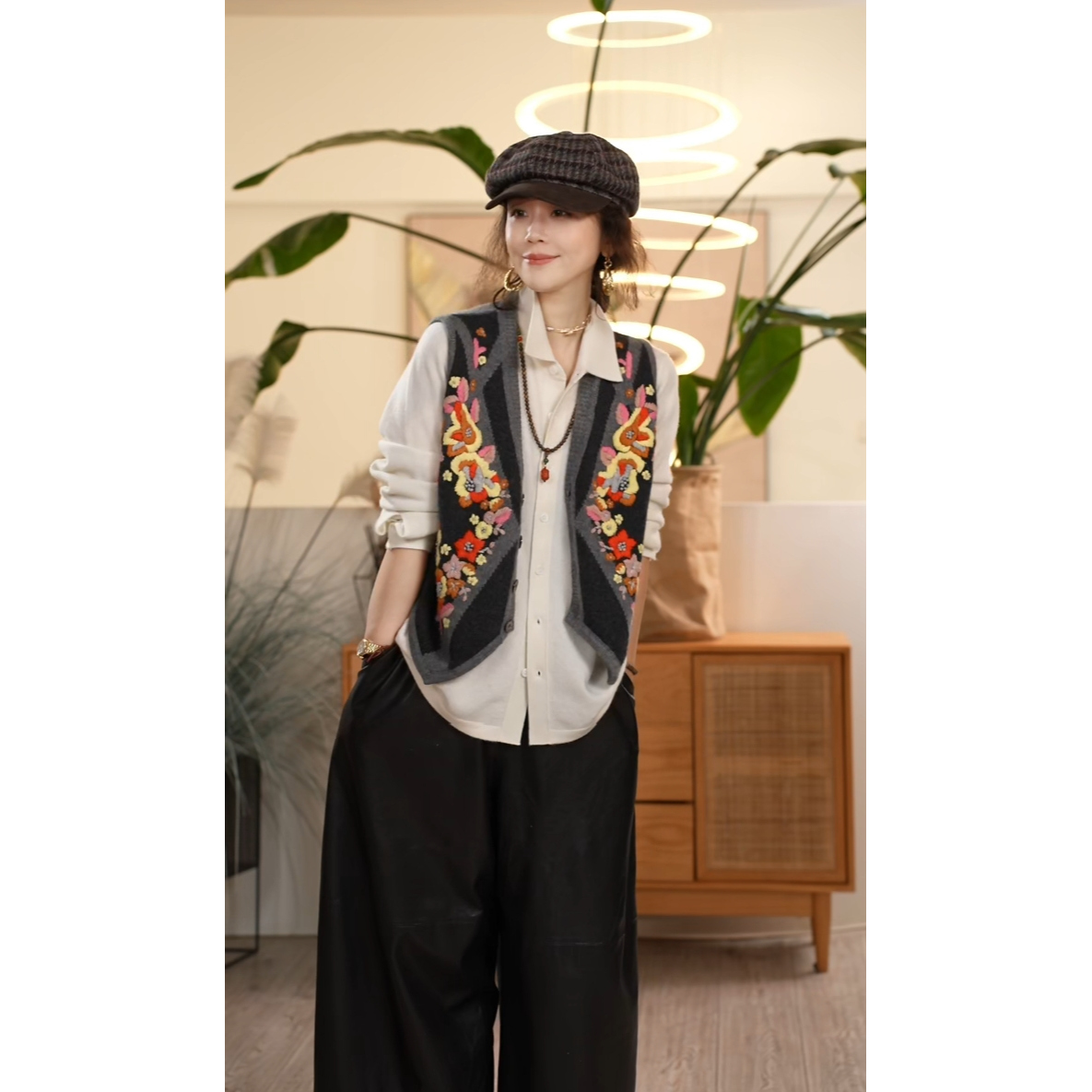 法式慵懒提花手工绣背心女士马甲