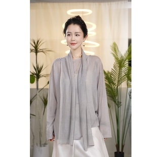 Y【叭哒不惑】风禾 时尚百搭薄款简约宽松纯色T恤围巾上衣女