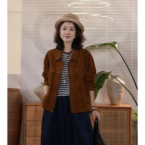 Y【叭哒不惑】  麦哲伦  牛皮复古格子高级感皮衣外套女减龄百搭
