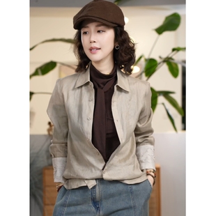 X【叭哒不惑】肌理诗 简约百搭亚麻衬衫上衣经典时尚休闲慵懒风