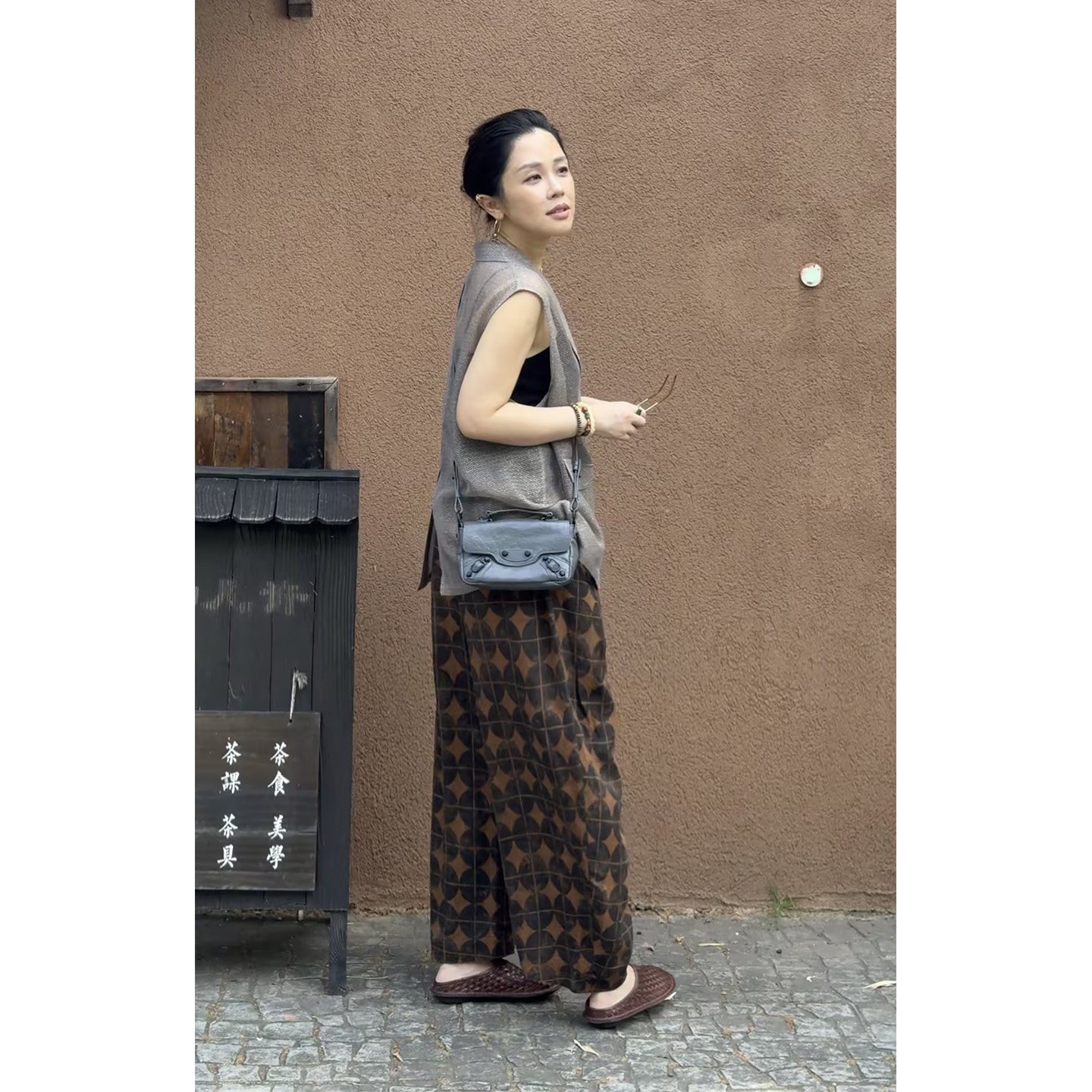 Y【叭哒不惑】咖菱裤 桑蚕丝香云纱时尚松紧腰百搭宽松阔腿裤女