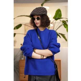 针织衫 绵羊毛圆领休闲宽松长袖 热恋期 女简约百搭 叭哒不惑