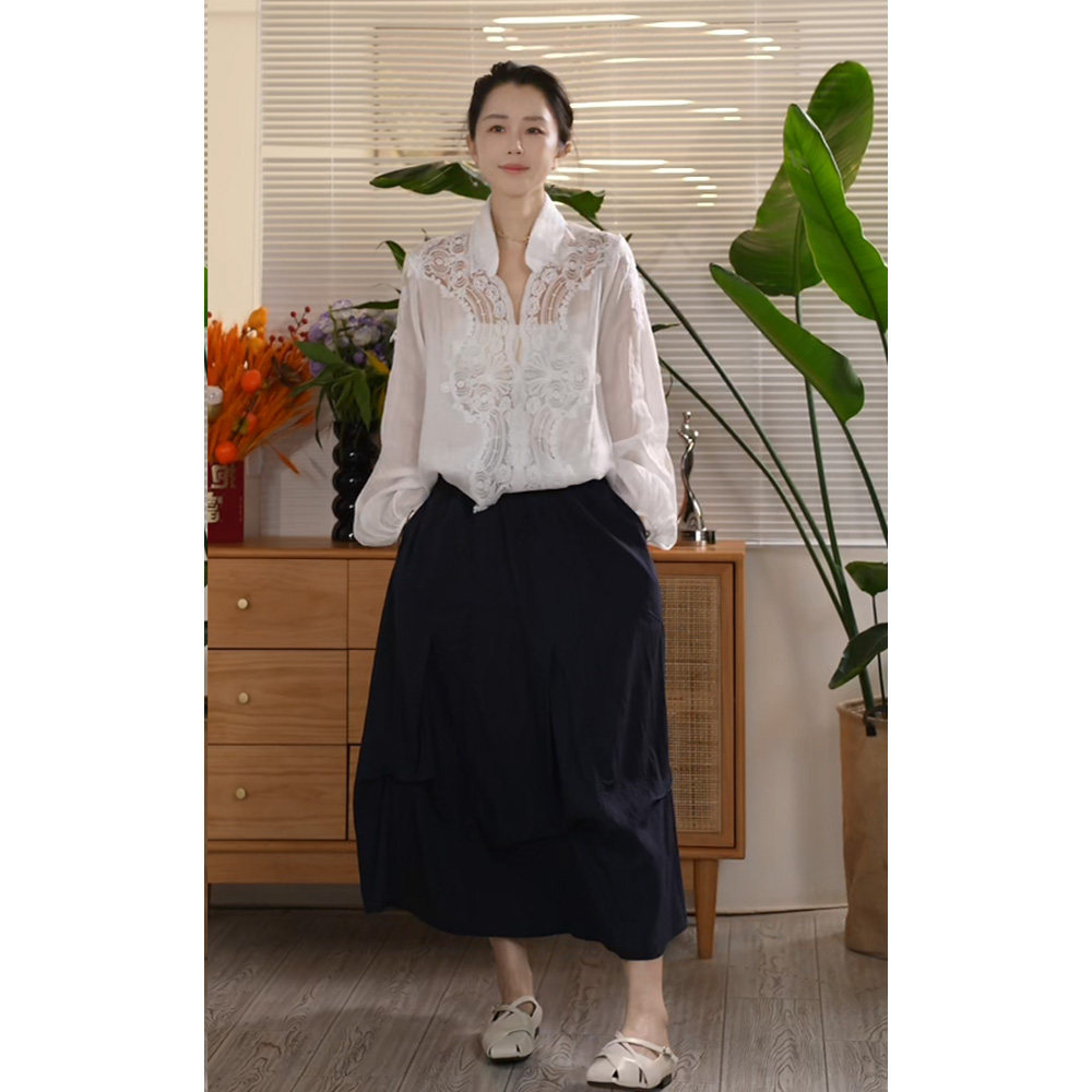 Y【叭哒不惑】 玄色 莱赛尔垂坠感松紧腰高腰半身裙女显瘦裙子