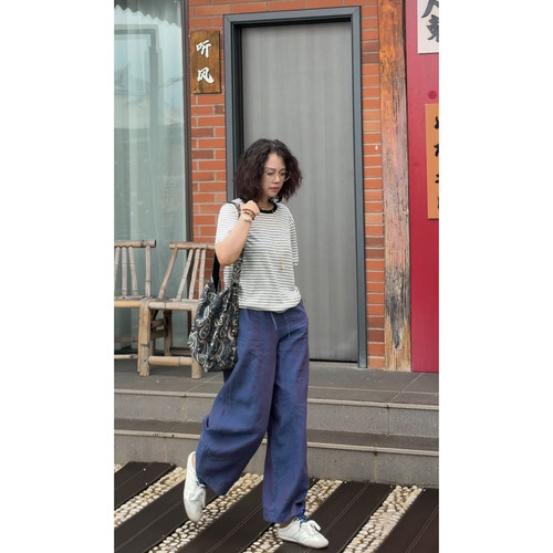 显瘦抽绳休闲百搭阔腿裤女