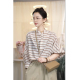 长袖 休闲条纹小众衬衫 莱赛尔长袖 百搭圆领上衣 叭哒不惑