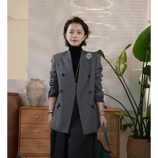 X【叭哒不惑】冷空气 羊绒羊毛高级感气质西装外套女时尚百搭