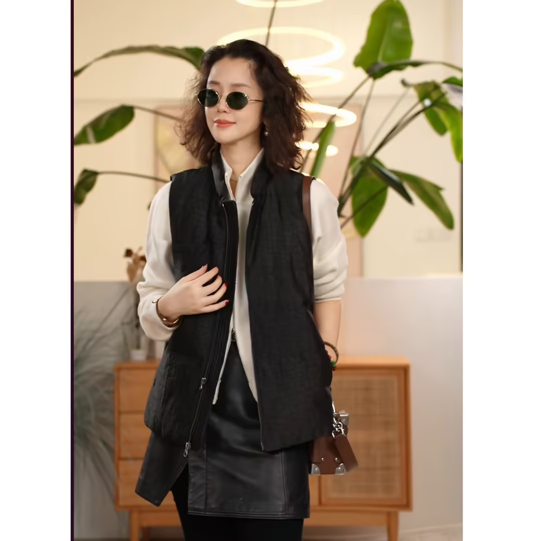 香云纱小立领马甲女百搭上衣