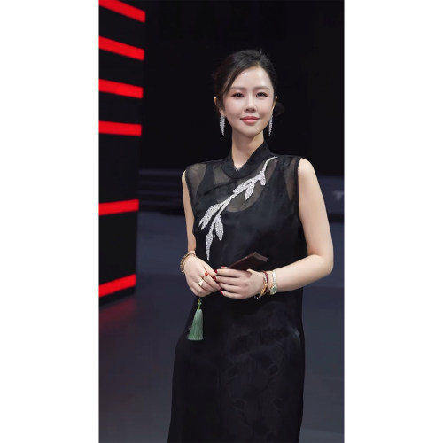 X【叭哒不惑】晚香玉 桑蚕丝欧根纱提花时尚新中式无袖背心连衣裙