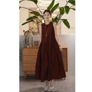 圆领高级感无袖 孔雀翎 连衣裙女气质宽松百搭 叭哒不惑